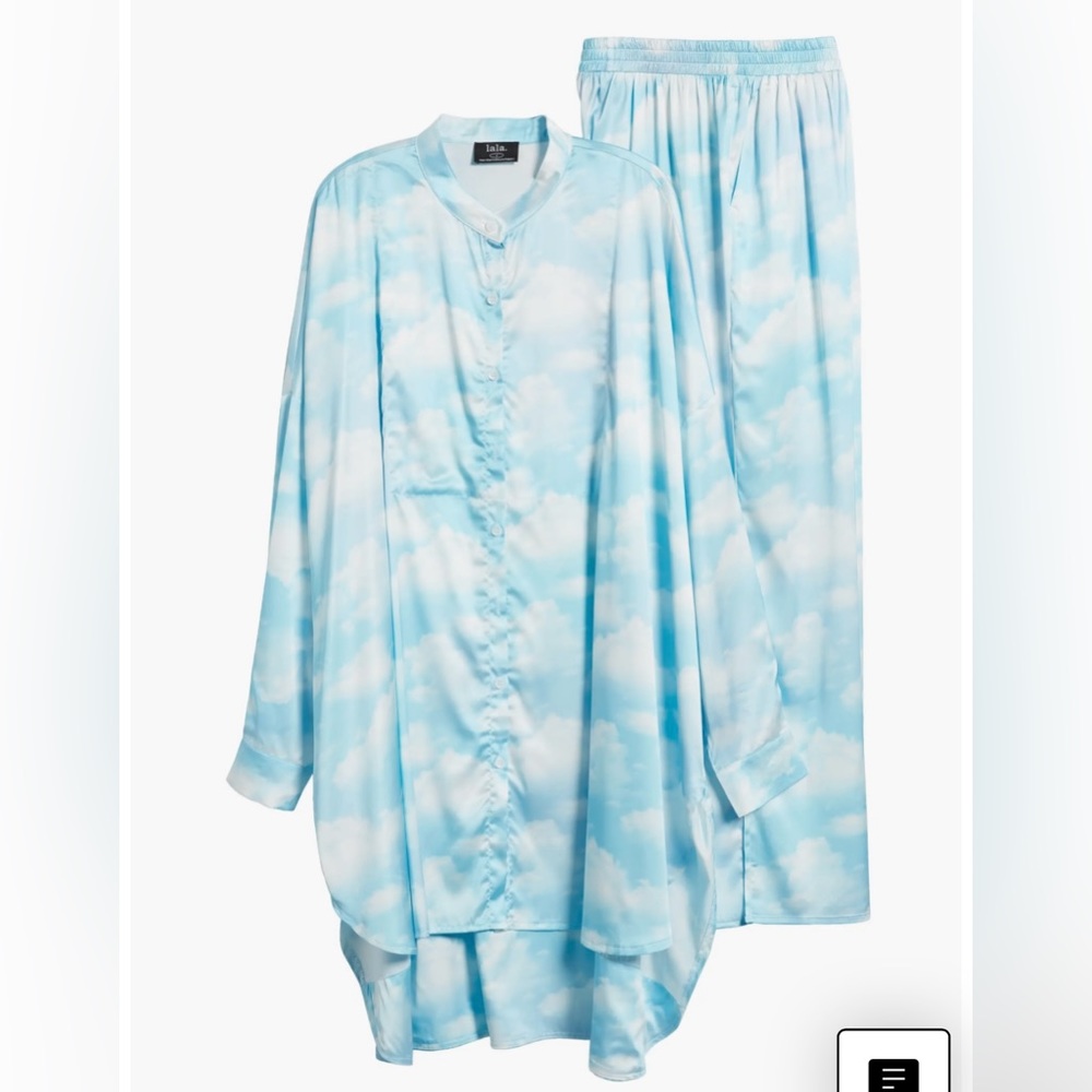Oversize Button-Up Satin Shirt & High Waist Crop Pants Set
